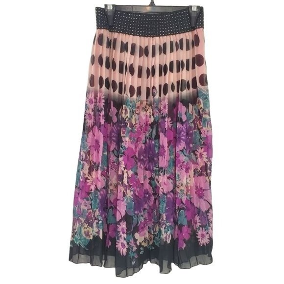 Maccine | Multicolor Floral & Polka Dot Skirt - Picture 1 of 7